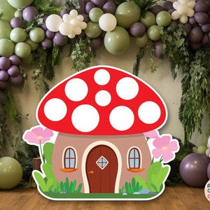 BIG CUTOUT, Spotty Red Mushroom House, Fairy Party, Mushroom Prop, Whimsical Fairy Party, Faerie, Fairyland Party, Fairy Standee, Fairy Prop