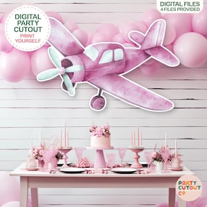 BIG CUTOUT Pink Plane Cut Out Aircraft Props Plane Party Cutout Travel Theme Baby Shower Oh My Time Flies Aeroplane Adventure Awaits Cutout
