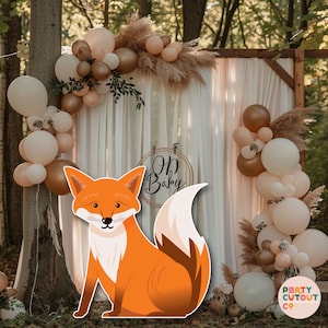 GRAN RECORTE Woodland Fox Baby Shower Fox Camping Party Woodland Animals Fox Mountain Baby Shower Naranja Zorro Lindo Zorro Tamaño Natural Recortar Zorro