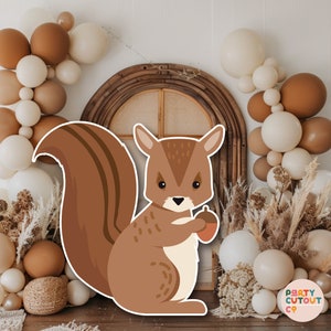 Ardilla grande recortada del bosque, ardilla para fiesta de bienvenida al bebé, fiesta de camping, animales del bosque, accesorio de ardilla, ardilla del bosque, ardilla recortada de tamaño real