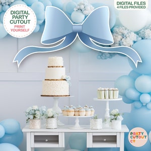 BIG CUTOUT Blue Bow Decoration Bow Wall Prop Bow Cutout Blue Baby Shower First Birthday Standee DIGITAL Baby Boy Baby Shower Wedding Bow