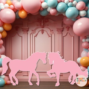 BIG CUTOUT Horse Party Decoration Pink Horse Props Stand Up Cutout Props Farm Prop Cowgirl Party Birthday Party Decor DIGITAL