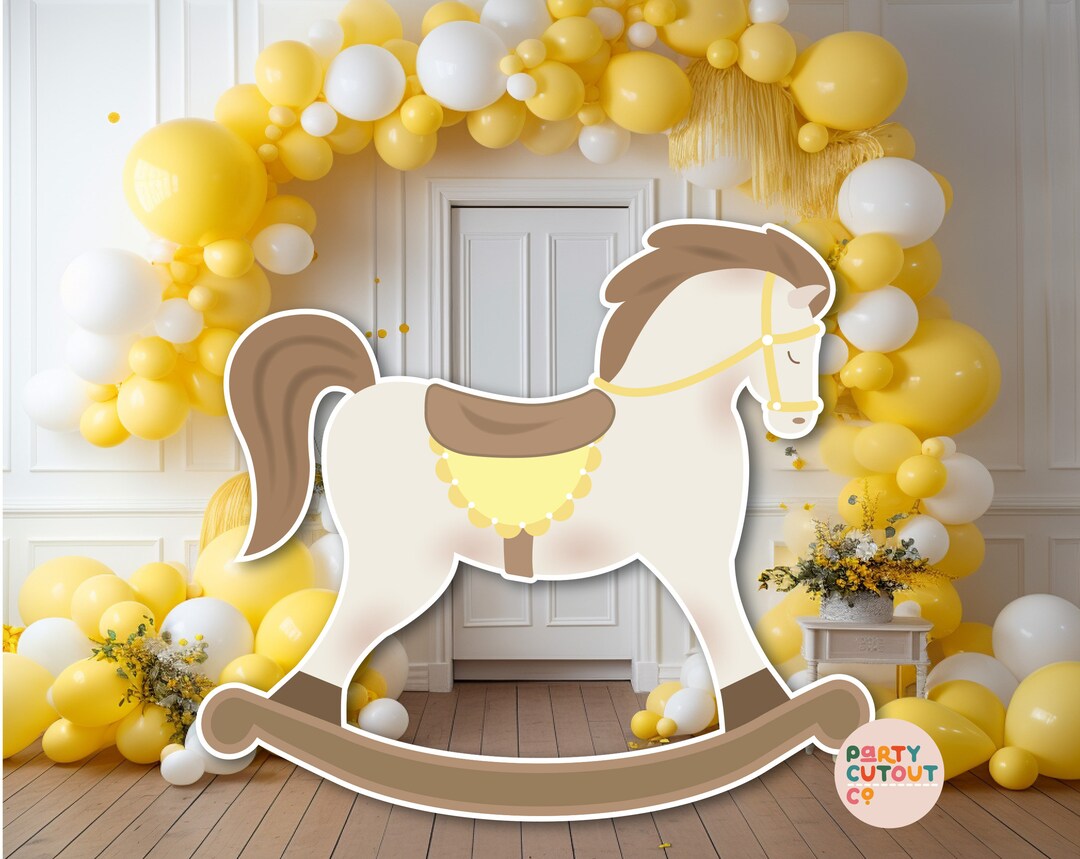 BIG CUTOUT Yellow Rocking Horse Horse Decoration Rocking Horse Prop ...