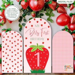 BIG BACKDROP Strawberry Party Strawberry Wall Prop My Berry First Birthday Party Strawberry Banner My Berry First Backdrop Ideas Fruit Party