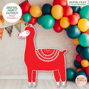 BIG CUTOUT Red Llama Cutout Fiesta Party Mexican Party Ideas Boho Llama Prop Life Size Cutout Llama Farm Party Alpaca Party Red Llama Party