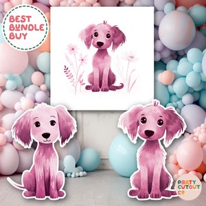 BIG CUTOUT Puppy Party Dog Party Dog Decoration Dog Cutout Pink Puppy Cute Pink Scruffy Dog Dog Prop Life Size Cutout Standee