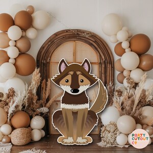 GRAN CUTOUT Woodland Wolf Baby Shower Wolf Camping Party Woodland Animals Wolf Mountain Prop Bosque Tamaño natural cortado Wolf Standee Cumpleaños