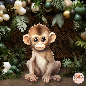 BIG CUTOUT Jungle Baby Monkey Animal Decorations African Safari Theme Props Jungle Prop Cutout Stand Up Props Party Decor DIGITAL