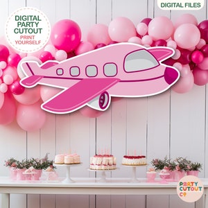 BIG CUTOUT Pink Plane Cut Out Aircraft Props Plane Party Cutout Travel Theme Baby Shower Oh My Time Flies Aeroplane Adventure Awaits Cutout