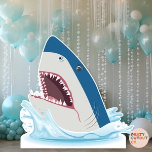 GRAN RECORTE Tiburón Asesino Bajo el Mar Fiesta Tiburón Azul Recorte Gran Tiburón Blanco Bajo el Océano Fiesta Decoración Tamaño Natural Recorte Standee