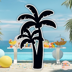 BIG CUTOUT Black Palm Tree Beach Party Hippie Birthday Party 70s Party Pool Party Palm Tree Birthday Party Life Size Cutout Standee Coconut