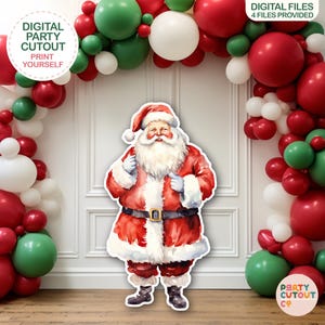 BIG CUTOUT Santa Cutout Santa Decoration Christmas Decorations Watercolor Santa Prop Stand Up Christmas Decor Life Size Cutout Santa Standee