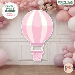 BIG CUTOUT Pink Hot Air Balloon Cutout Stand Up Cutout Hot Air Balloon Baby Shower Pink Party Decor Life Size Cutout Adventure Awaits Travel