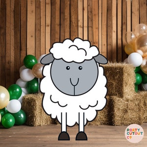 BIG CUTOUT Sheep Animal Decorations Farm Theme Props White Sheep Prop Country Farm Cutout Stand Up Props Birthday Party Decor DIGITAL