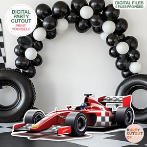 BIG CUTOUT Racing Car Decoration Prop Stand Up Cutout Birthday Decor Party Sign Red Racing Car Life Size Cutout Racing Party Red Race Car