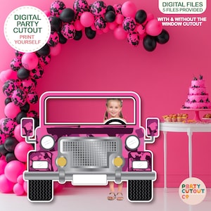 BIG CUTOUT Pink Camouflage Safari Car Pink Army Truck African Safari Theme Prop Jungle Prop Car Cutout Photo Prop Life Size Cutout Army Idea