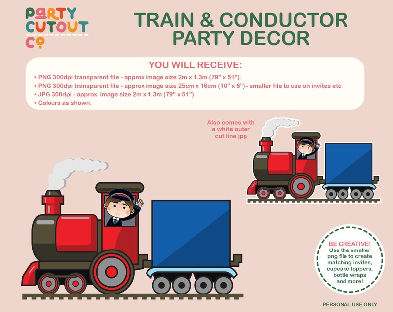 BIG CUTOUT, Red Train Decoration, Train Props, Train Stand up Cutout Props, Choo Choo Train Prop ...