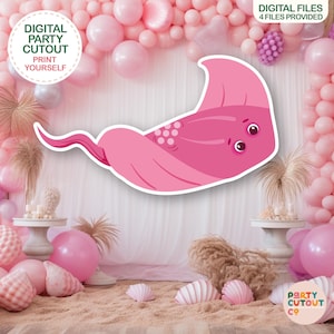 BIG CUTOUT Under the Sea Party Pink Stingray Cutout Ocean Decoration Ocean Stingray Under the Ocean Party Decor Life Size Cutout Standee