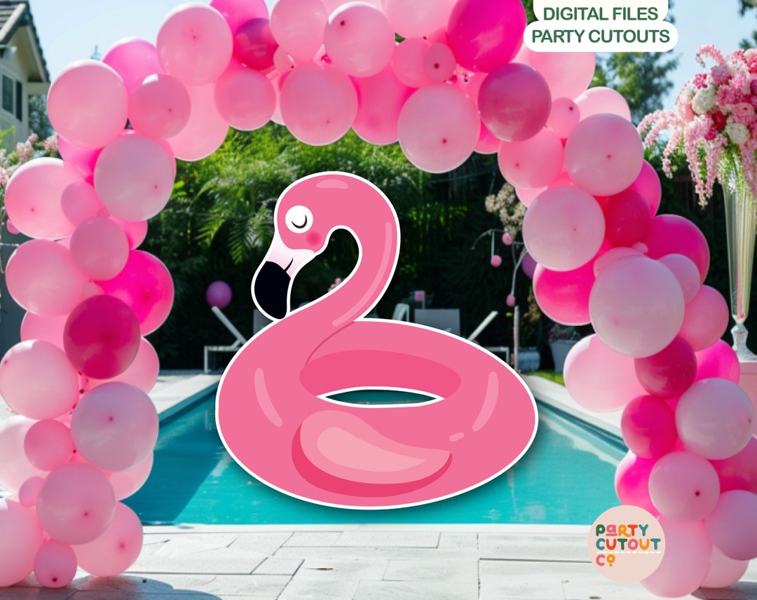 BIG CUTOUT Pink Inflatable Pool Flamingo Cutout Beach Party Pool Party ...