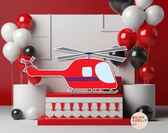 BIG CUTOUT, Red Helicopter Decoration, Big Helicopter Props, Stand Up Cutout Props, Chopper Prop, Birthday Party Decor, Party Sign, DIGITAL