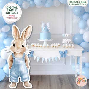 BIG CUTOUT Cute Rabbit Cutout Boy Bunny Party Woodland Party Rabbit Decoration Bunny Wearing Overalls Cutout Life Size Cutout Garden Party