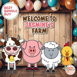 BIG CUTOUT Farm Animal Decorations Animal Props Farm Cutout Pig Cow Sheep Rooster Stand Up Props Birthday Decor Life Size Cutout