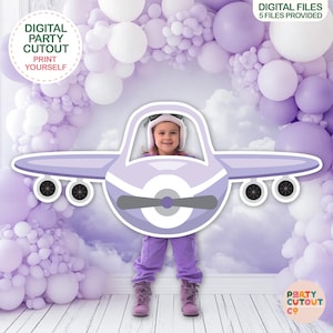 BIG CUTOUT Purple Plane Party Photo Prop Airplane Photo Prop Cutout Props Girl Birthday Party Plane Photo Prop Travel Party Life Size Cutout
