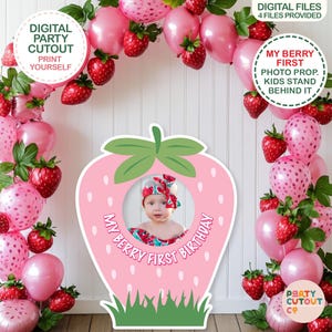 BIG CUTOUT Pink Strawberry Party Strawberry Photo Prop My Berry First Birthday Party Pink Strawberry Cutout Life Size Strawberry Birthday