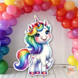 BIG CUTOUT Rainbow Unicorn Party Unicorn Decoration Rainbow Unicorn Baby Unicorn Watercolor Pony Party Life Size Cutout Standee