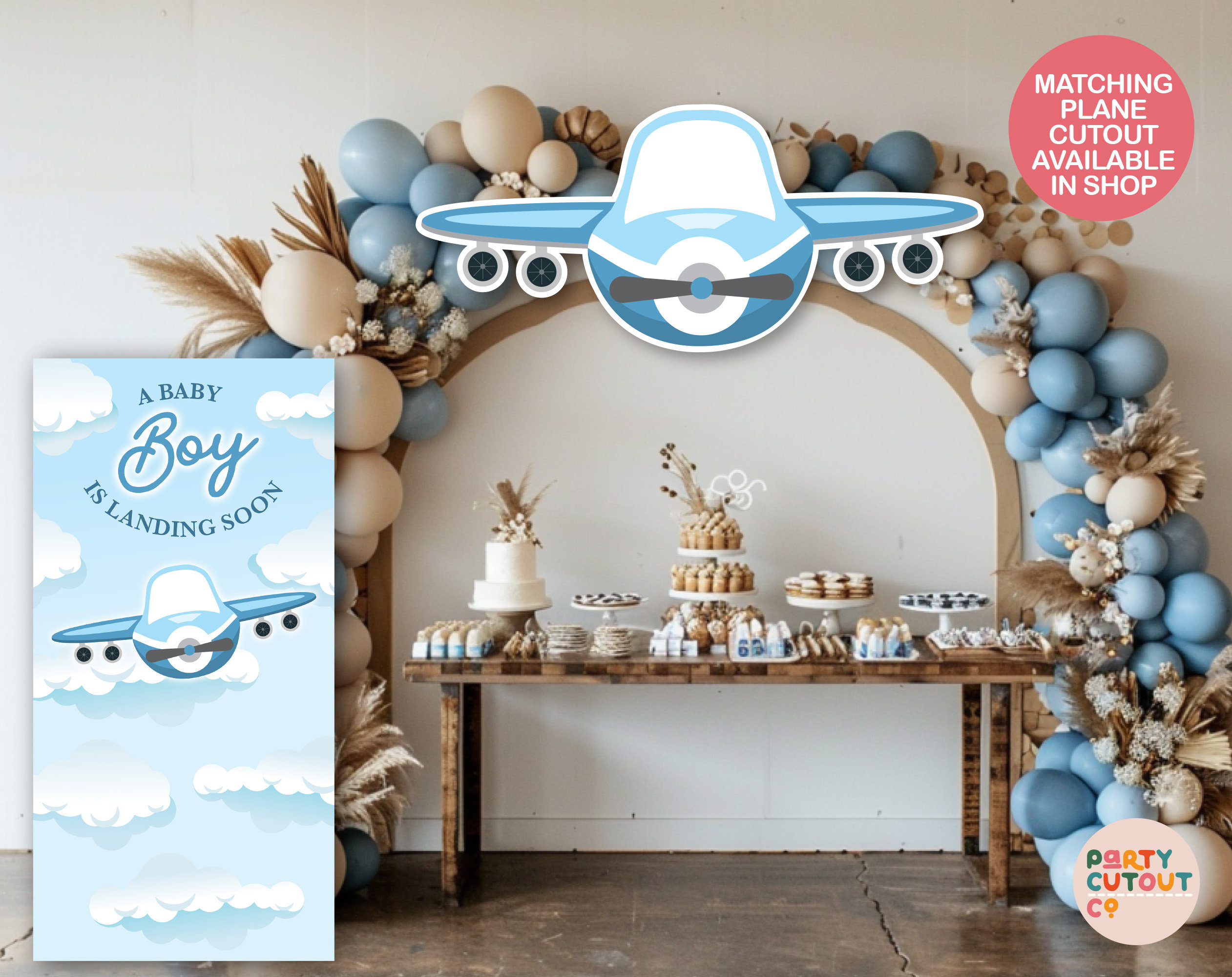 Vintage Airplane Decor Baby Boy Airplane Baby Shower Backdrop BIG