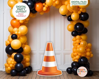 BIG CUTOUT Traffic Cone Construction Party Truck Prop Truck Party Builder Traffic Pin Construction Cone Birthday Life Size Cutout Road Cone