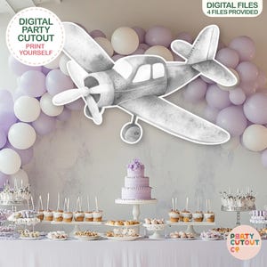 BIG CUTOUT Grey Plane Cutout Aircraft Props Plane Party Cutout Travel Theme Baby Shower Oh My Time Flies Aeroplane Adventure Awaits Cutout