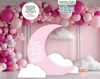 BIG CUTOUT Moon and Cloud Cutouts White Cloud Decor Baby Shower Pink Love You To The Moon and Back Cutout Birthday Party Cutout Standee