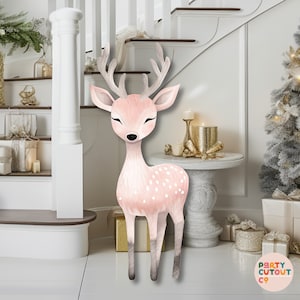 Grande découpe de renne de Noël, décorations de Noël, décorations de renne, accessoires de Noël, décoration de Noël, cerf, découpe grandeur nature