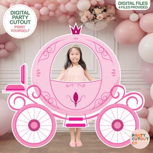 BIG CUTOUT Princess Party Princess Carriage Cutout Pink Princess Decoration Carriage Prop Stand Up Life Size Cutout Princess Photo Prop