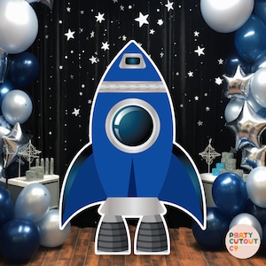 BIG CUTOUT Rocket Birthday Party Space Decorations Prop Blue Rocket Party Astronaut Birthday Outer Space Cutout Rocket Party Ideas Space