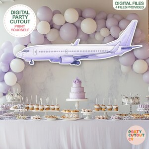 BIG CUTOUT Purple Plane Cutout Aircraft Props Plane Party Cutout Travel Theme Baby Shower Oh My Time Flies Aeroplane Adventure Awaits Cutout