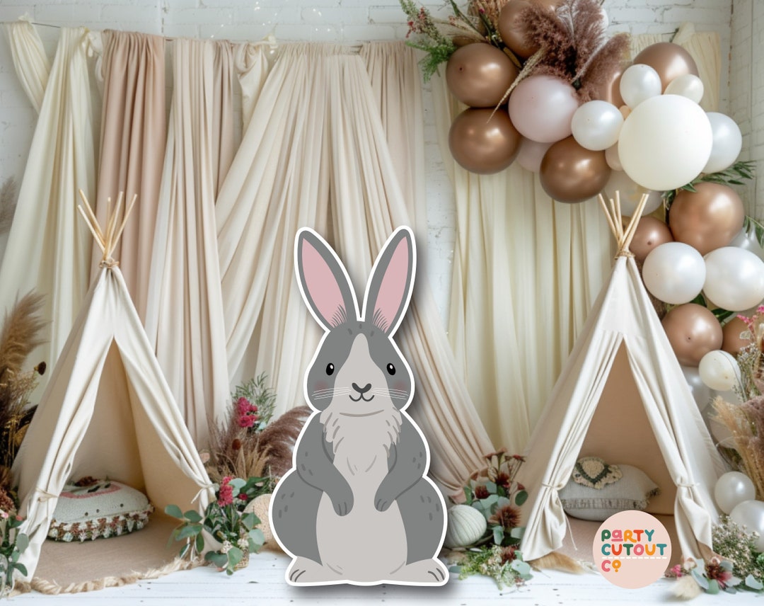 BIG CUTOUT Woodland Rabbit Baby Shower Bunny Camping Party Woodland ...