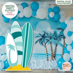 BIG CUTOUT Teal Surfboards Beach Party Surfing Birthday Party Pool Party Surfboards Hippie Party  Tropical Birthday Party Life Size Cutout