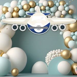 BIG CUTOUT Blue Plane Cut Out Aircraft Props Plane Pilot Cutout Travel Theme Baby Shower Time Flies Aeroplane Adventure Awaits Cutout Jet