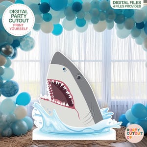 BIG CUTOUT Killer Shark Cutout Under the Sea Party Grey Shark Prop Great White Shark Under the Ocean Party Decor Life Size Cutout Standee