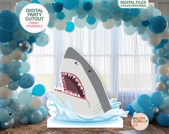 Haoyiyi 8x6ft Underwater Shark Backdrop Great White Shark Deep Under Sea World Aquarium Photography Background Baby Boy Birthday Celebration Theme Party Kid Diver Portrait Photo Studio Prop Polyester - View #4