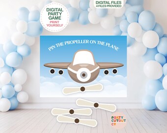 PARTY GAME Brown Plane Pin The Propeller On The Plane Birthday Party Aviation Party Plane Brown Plane Party Games Printable DIY Boys Party