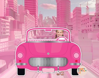 BIG CUTOUT Pink Car Hot Pink Convertible Pink Sports Car Doll Car Car Photo Prop Car Cutout Beach Party Photo Prop Life Size Cutout