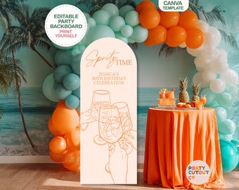 WALL BACKDROP Canva Personalised Bachelorette Party Prop Arch Backdrop Spritz Time Birthday Weekend Summer Party Aperol Spritz Welcome Sign
