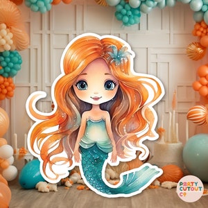 BIG CUTOUT Mermaid Party Teal Mermaid Cutout Mermaid Decoration Under the Ocean Party Decor Life Size Cutout Standee Girls Birthday