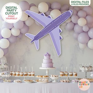 BIG CUTOUT Purple Plane Cutout Aircraft Props Plane Party Cutout Travel Theme Baby Shower Oh My Time Flies Aeroplane Adventure Awaits Cutout