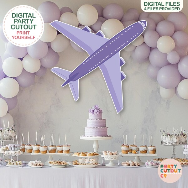 BIG CUTOUT Purple Plane Cutout Aircraft Props Plane Party Cutout Travel Theme Baby Shower Oh My Time Flies Aeroplane Adventure Awaits Cutout