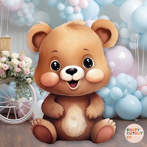 BIG CUTOUT Cute Baby Bear Decoration Cute Bear Prop Baby Shower Bear Cutout Woodland Bear Stand Up Prop Bear Decor Life Size Cutout