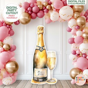BIG CUTOUT Wine Glass Sparkling Wine Bottle Cutout Champagne Bottle Prop 21st Birthday Prop 50th Life Size Cutout 30th Birthday Prop 40th